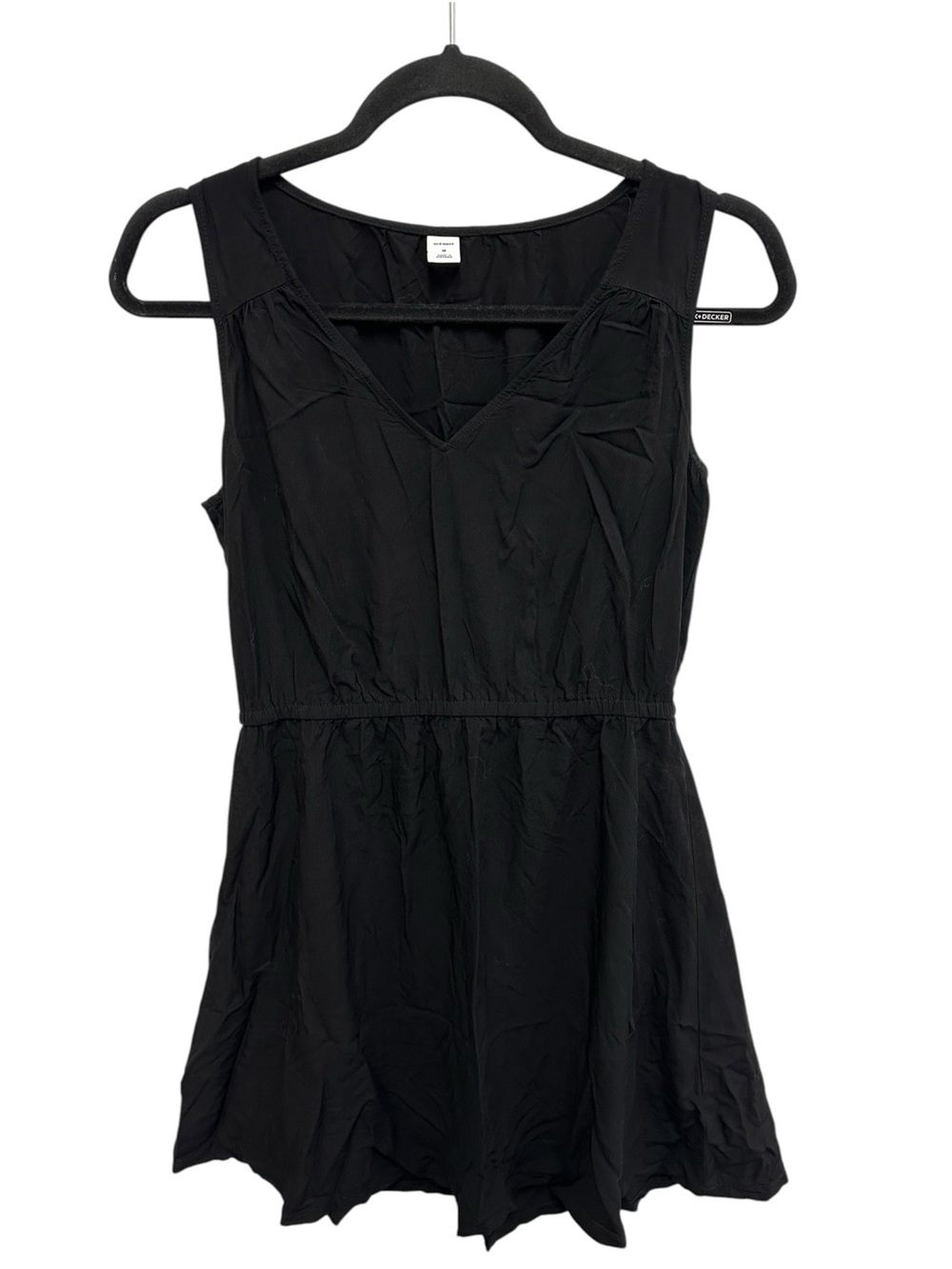 Old Navy black sleeveless v-neck gathered waist dress Size M
